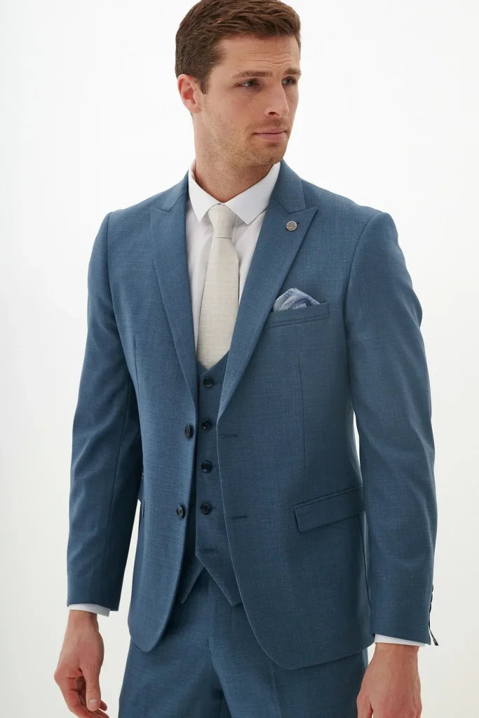 3-teiliges Herrenanzug – Marc Darcy Finley Teal - driedelig