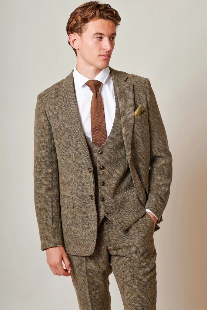 3-teiliges Tweed-Anzug – Marc Darcy Kris Tan - Dreiteiliger