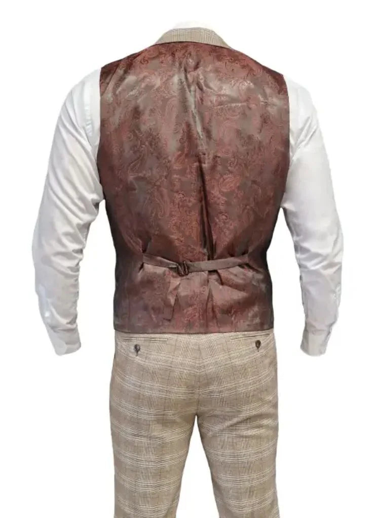 TAVERNY - Weste Karomuster Beige - 2