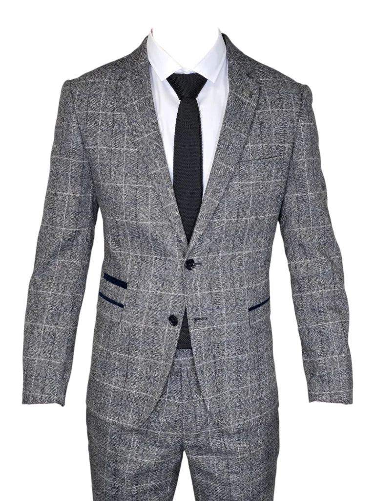 Kariertes 2-teiliges Anzug von Marc Darcy Scott Grey - 2pc