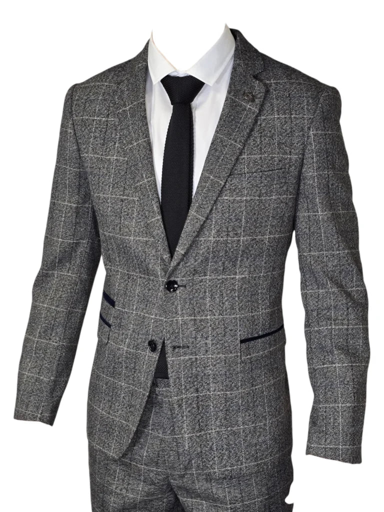 Kariertes 2-teiliges Anzug von Marc Darcy Scott Grey - 2pc