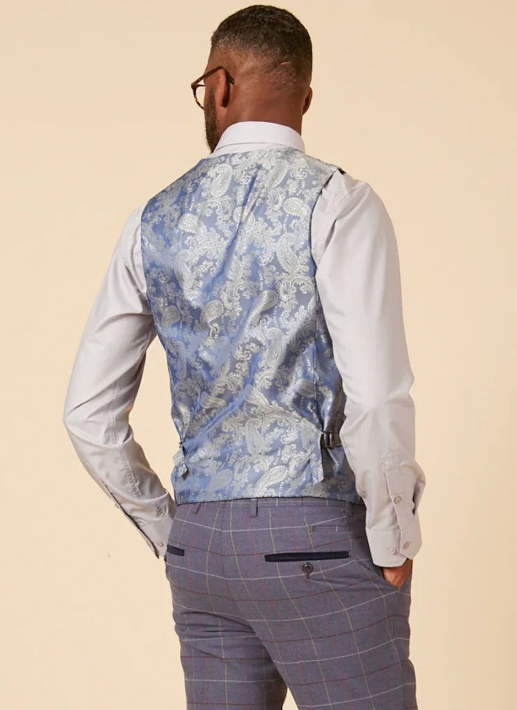 Marc Darcy - Weste Sky Blue Karomuster