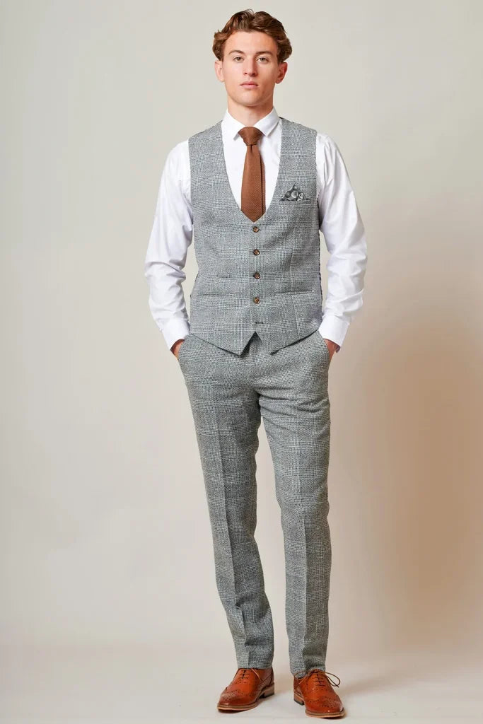Marc Darcy – Weste Tweed Kris Silver Grey - Weste