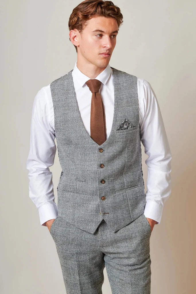 Marc Darcy – Weste Tweed Kris Silver Grey - Weste