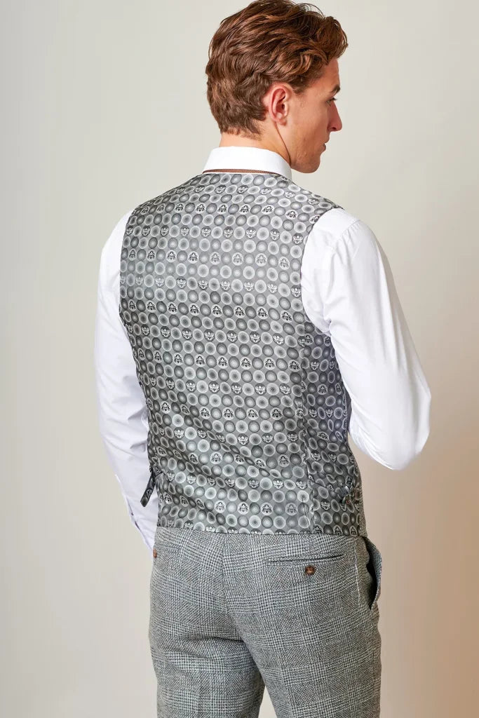 Marc Darcy – Weste Tweed Kris Silver Grey - Weste