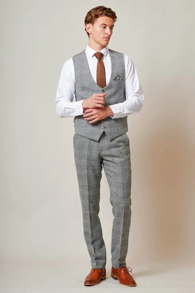 Marc Darcy – Weste Tweed Kris Silver Grey - Weste