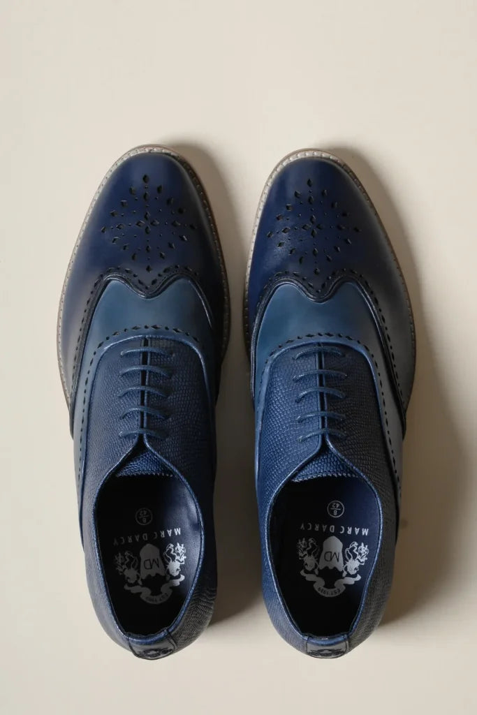 Marineblaue Lederschuhe Marc Darcy Ryan - Wingtip Brogue