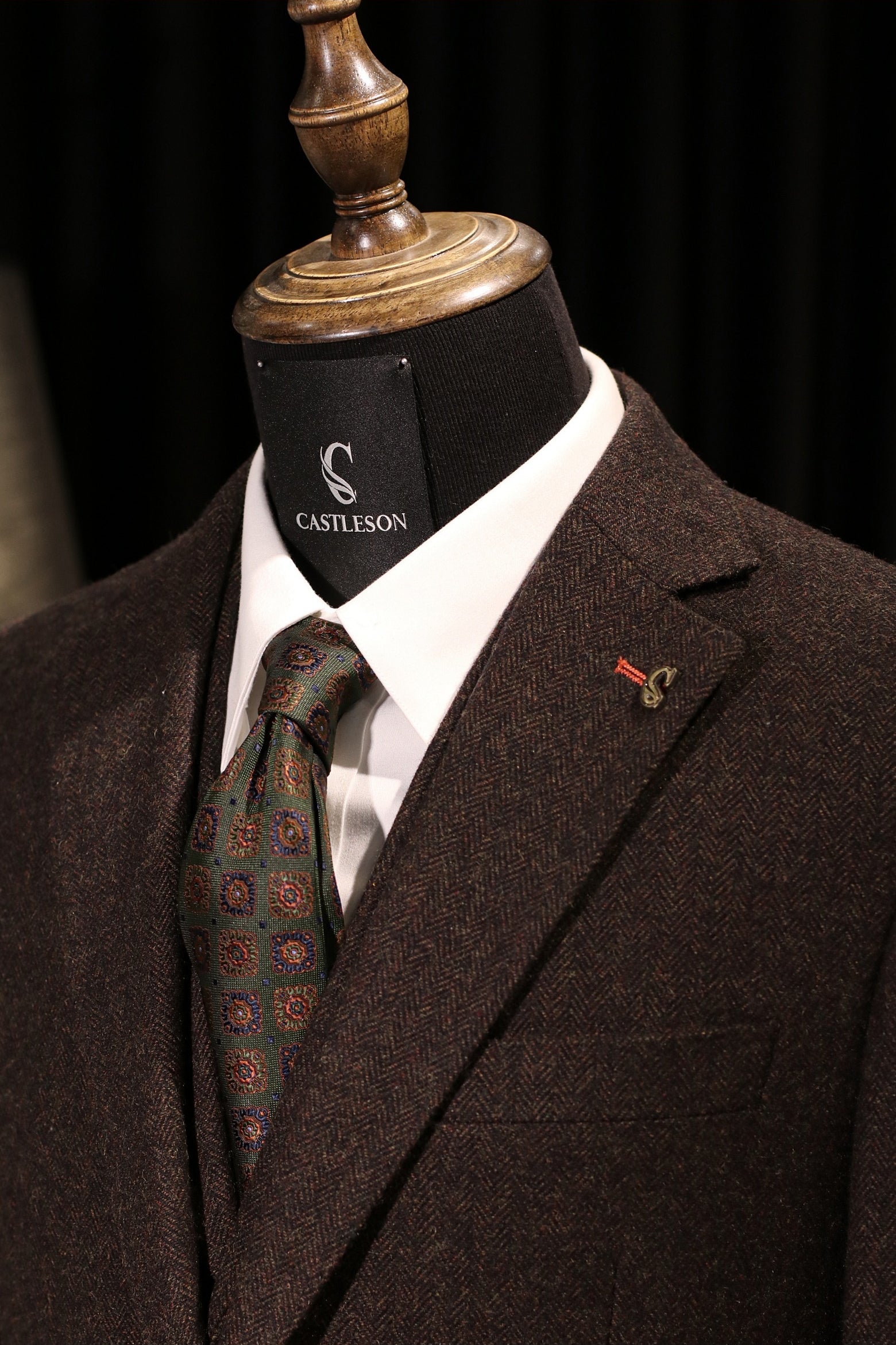 CASTLESON Chief Brown – Driedelig pak donkerbruin tweed 4