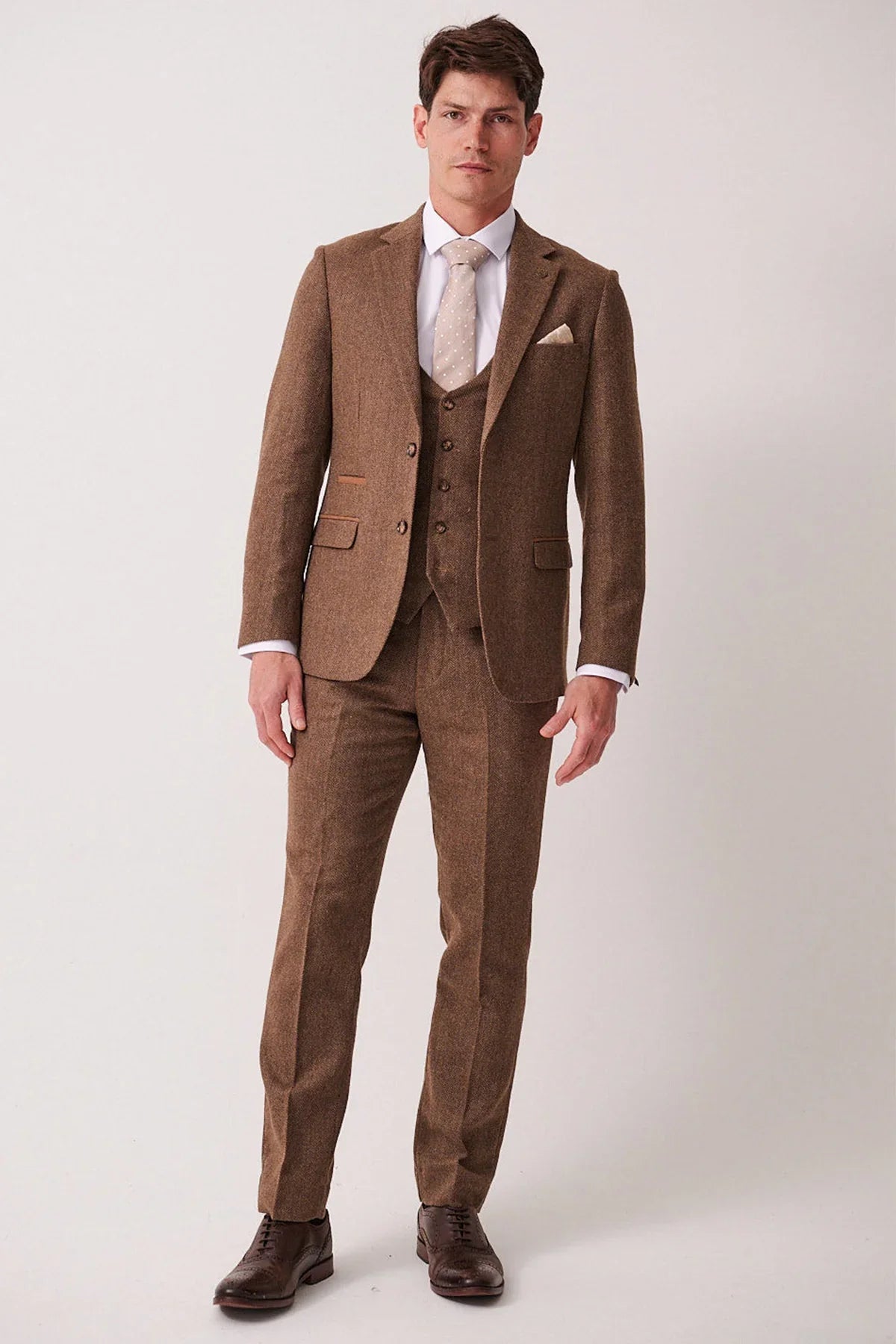 3-teilig Herren Anzug Tweed Dean Tan - Marc Darcy