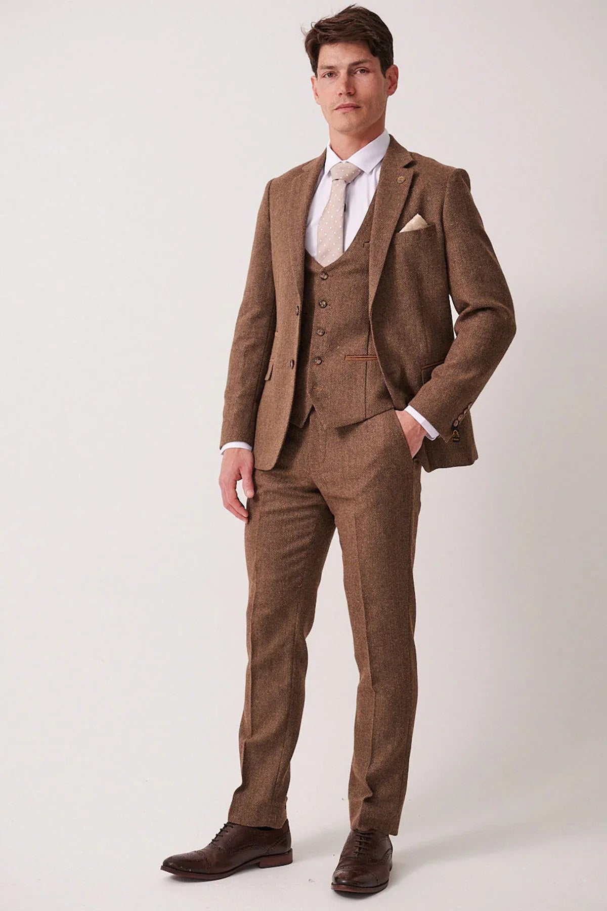 3-teilig Herren Anzug Tweed Dean Tan - Marc Darcy