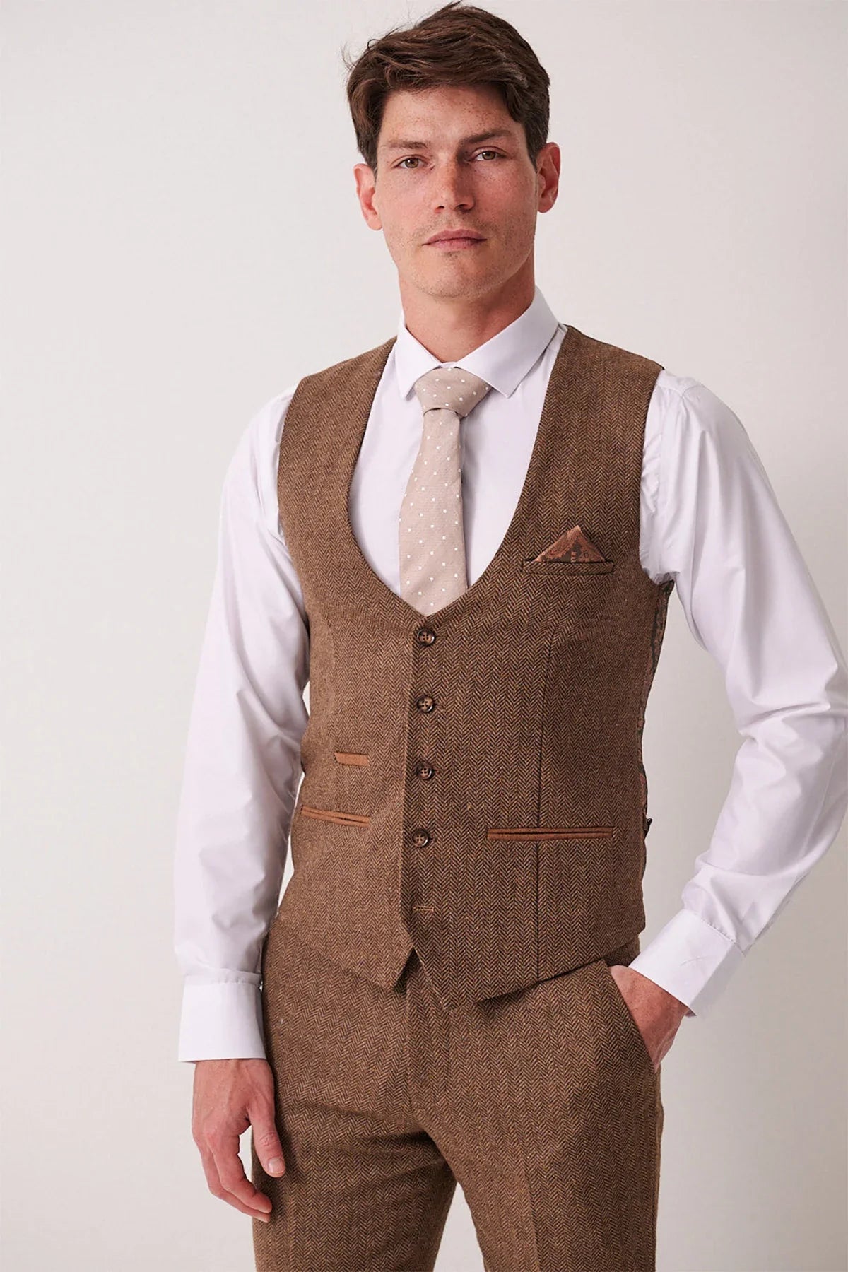 Marc Darcy - Weste Dean Tan Tweed