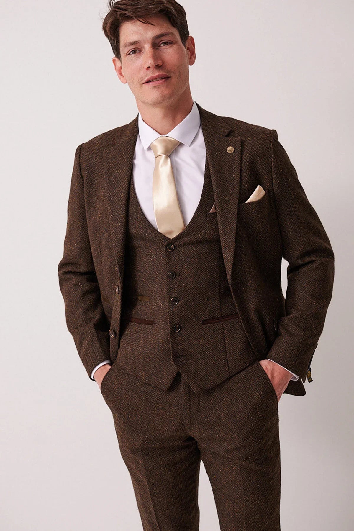 3-Teilig Herren Anzug Tweed Dean Brown - Marc Darcy