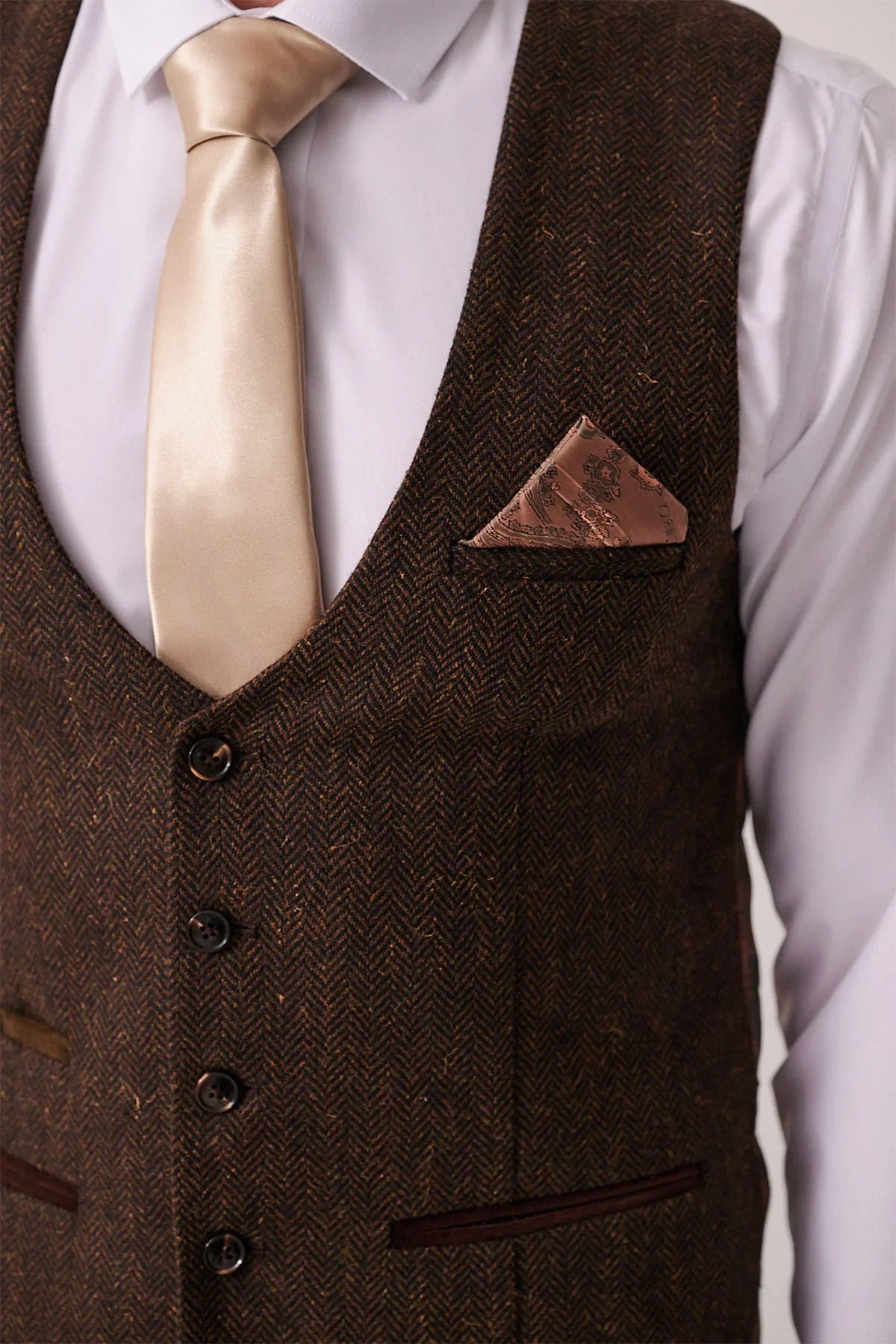 3-Teilig Herren Anzug Tweed Dean Brown - Marc Darcy