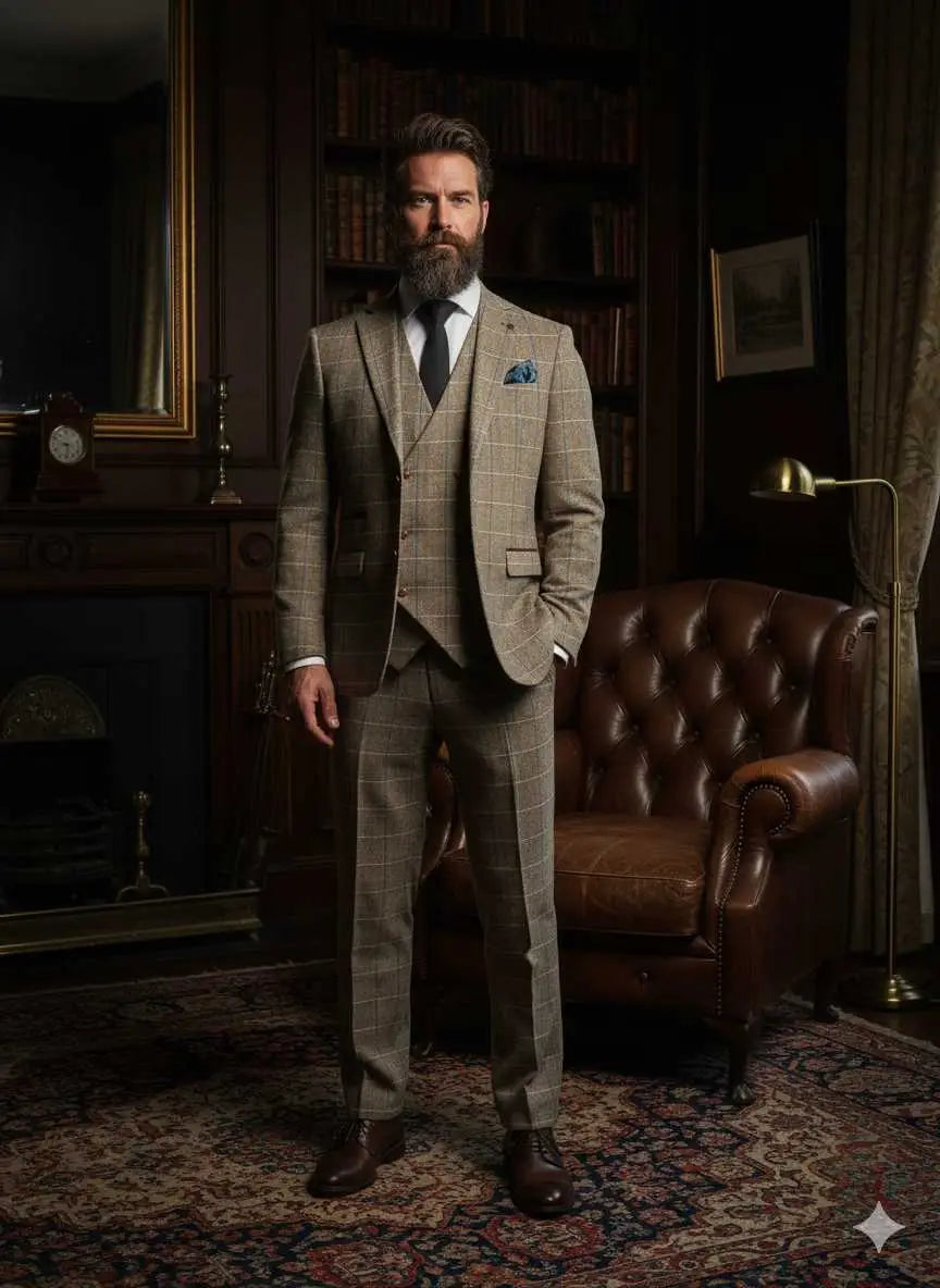 CASTLESON Baron - Dreiteiliger Herrenanzug Braun