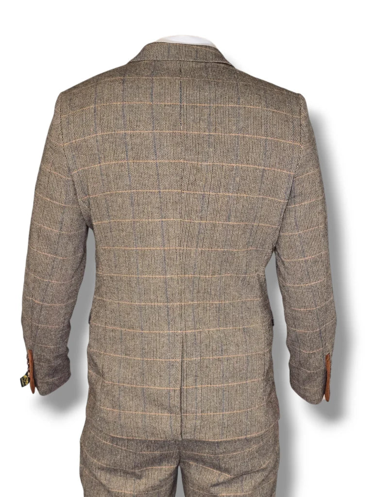 2-teiliger Anzug - brauner Herrenanzug - Herringbone Brown