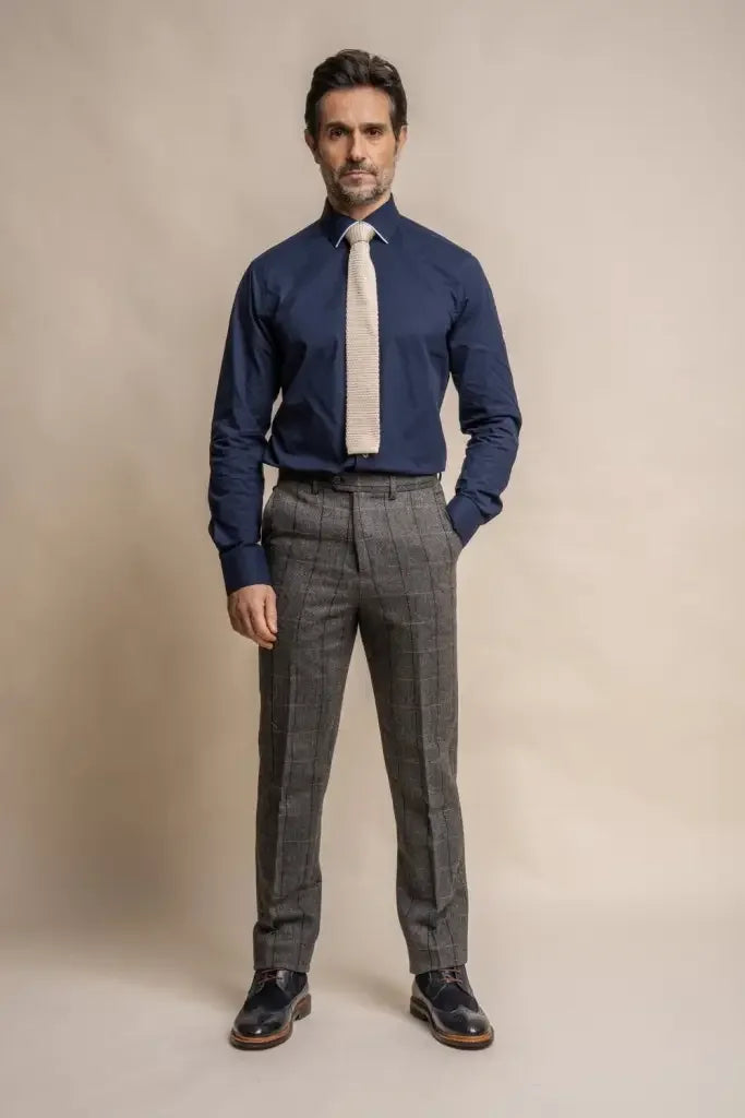 2-teiliges Set – Grauer Herrenanzug – Grey Navy Anzug  2-teilig