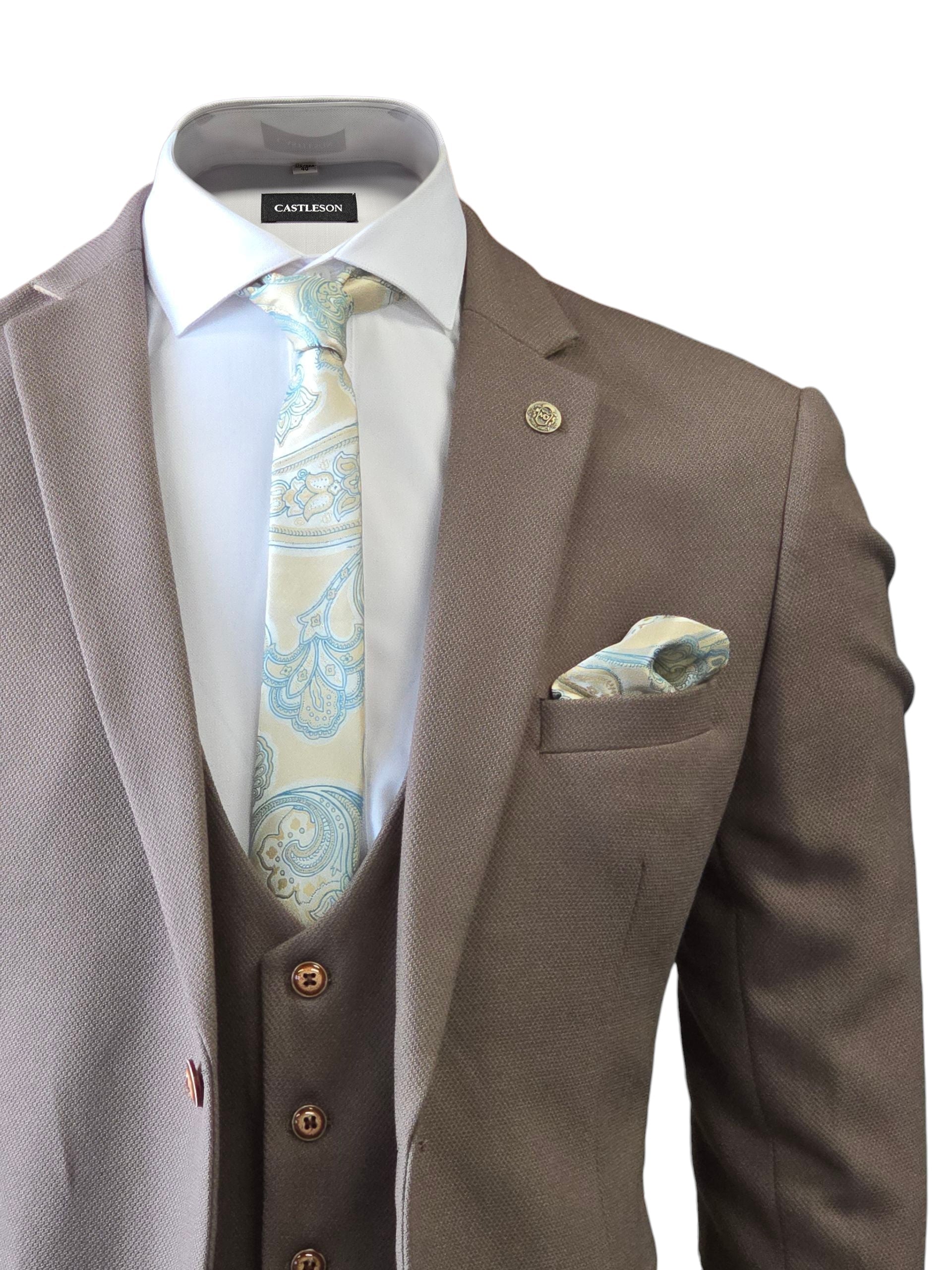 3-teiliger Anzug - Herrenanzug in Hellbraun - Marc Darcy