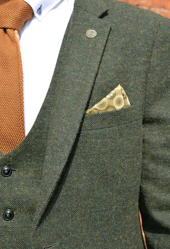 3 - teiliger Herrenanzug Tweed Marlow Olive - Marc Darcy