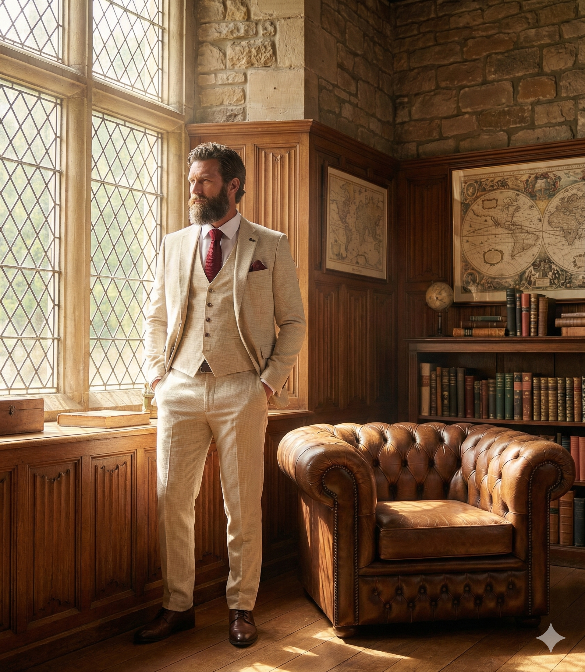 3-teiliges Herrenkostüm - Cavani Hampton Beige - driedelig