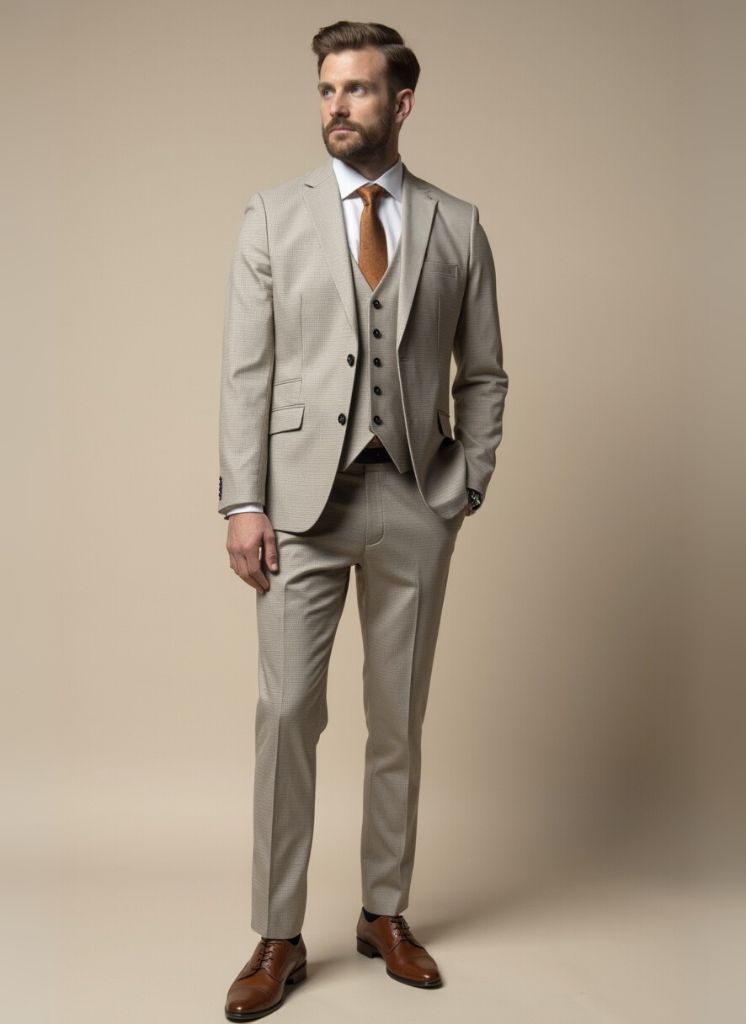 3-teiliges Herrenkostüm - Cavani Hampton Beige - driedelig