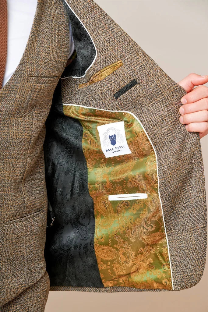 JOYLYJOME 3-teiliger Retro Tweed Anzug - Schmale Passform Für Hochzeit & Ball