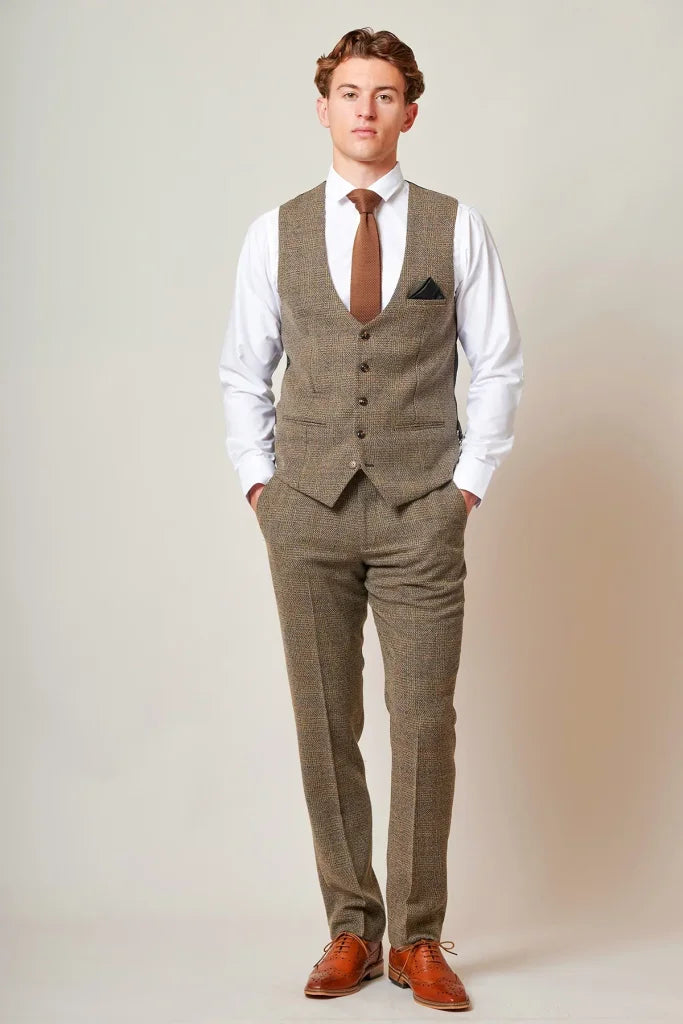 3-teiliges Tweed-Anzug – Marc Darcy Kris Tan - Dreiteiliger