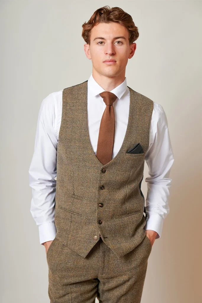 3-teiliges Tweed-Anzug – Marc Darcy Kris Tan - Dreiteiliger