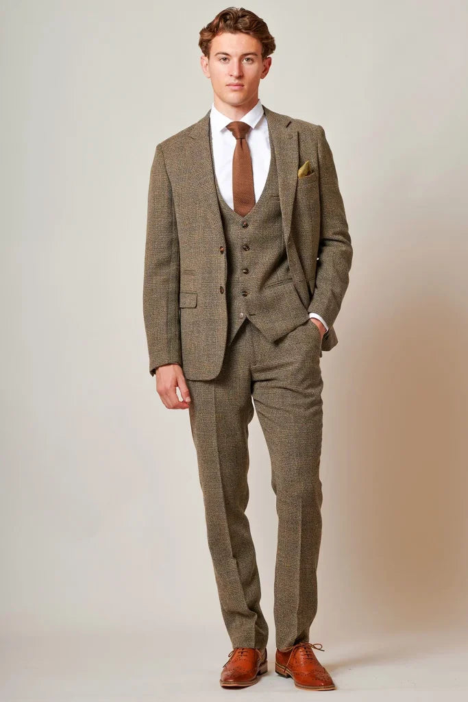 3-teiliges Tweed-Anzug – Marc Darcy Kris Tan - Dreiteiliger