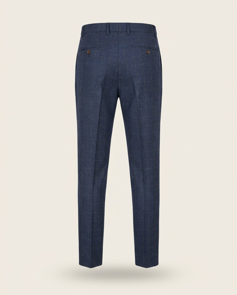 CASTLESON - Pantalon Admiral Check Navy — achterkant