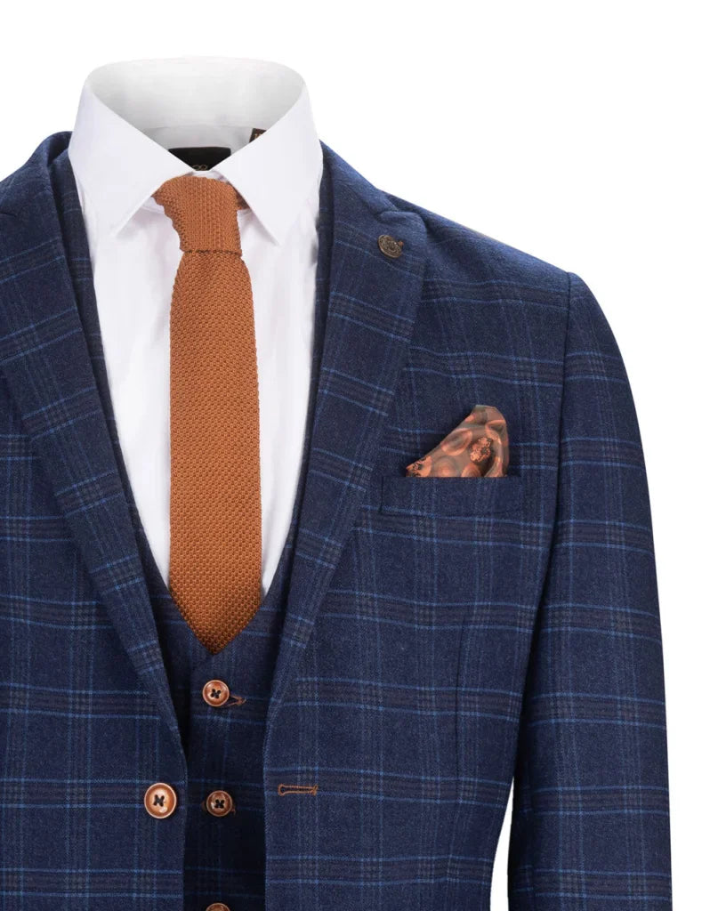 Blauer Anzug mit Karo - Chigwell Tweed Suit - driedelig pak