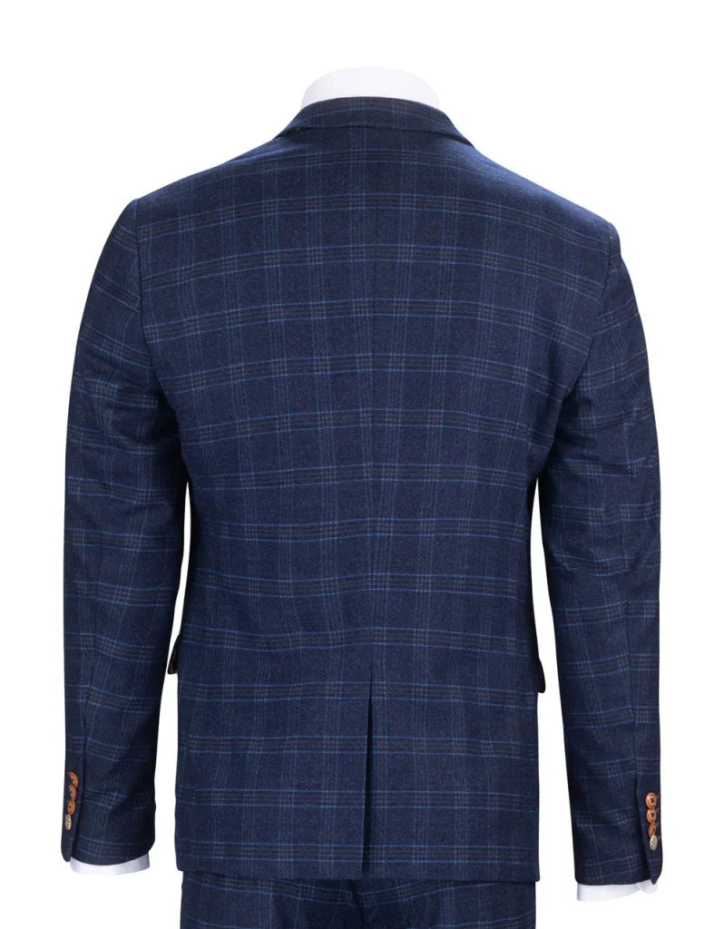 Blauer Anzug mit Karo - Chigwell Tweed Suit - driedelig pak