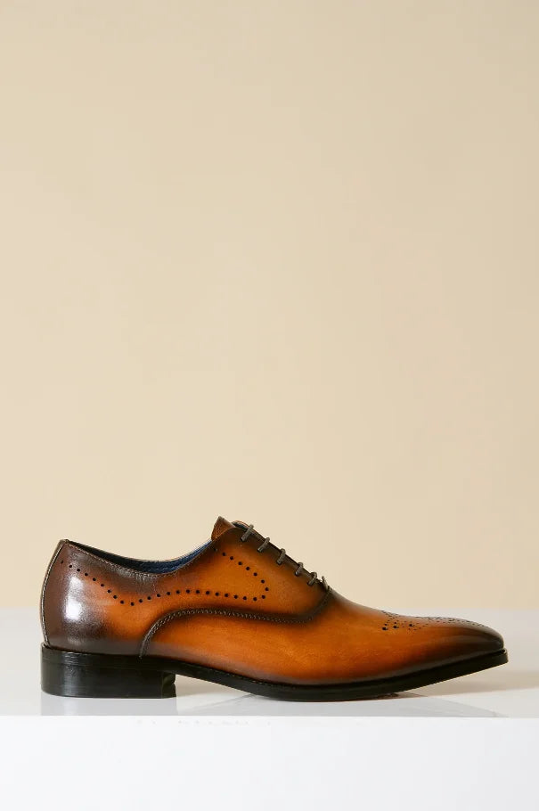 Braune Lederschuhe, Marc Darcy Jake - Wingtip Brogue