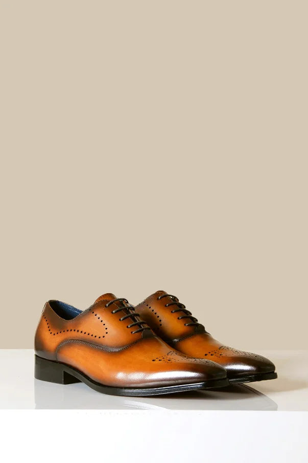 Braune Lederschuhe Marc Darcy Jake - Wingtip Brogue