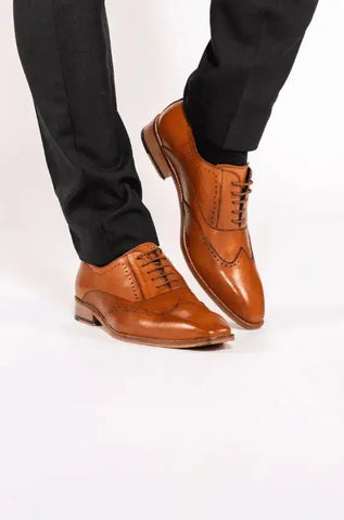 Bruine leren schoenen Marc Darcy Carson Wingtip brogue -