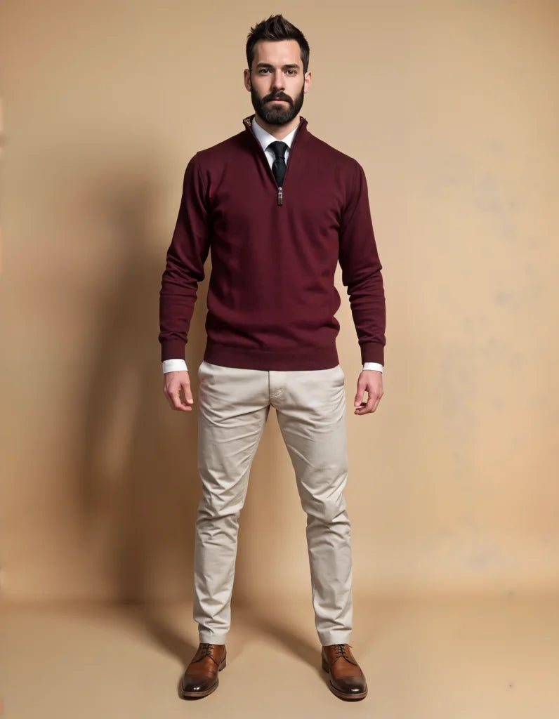 Business Casual Outfit: Burgundy Sophistication Wine Red