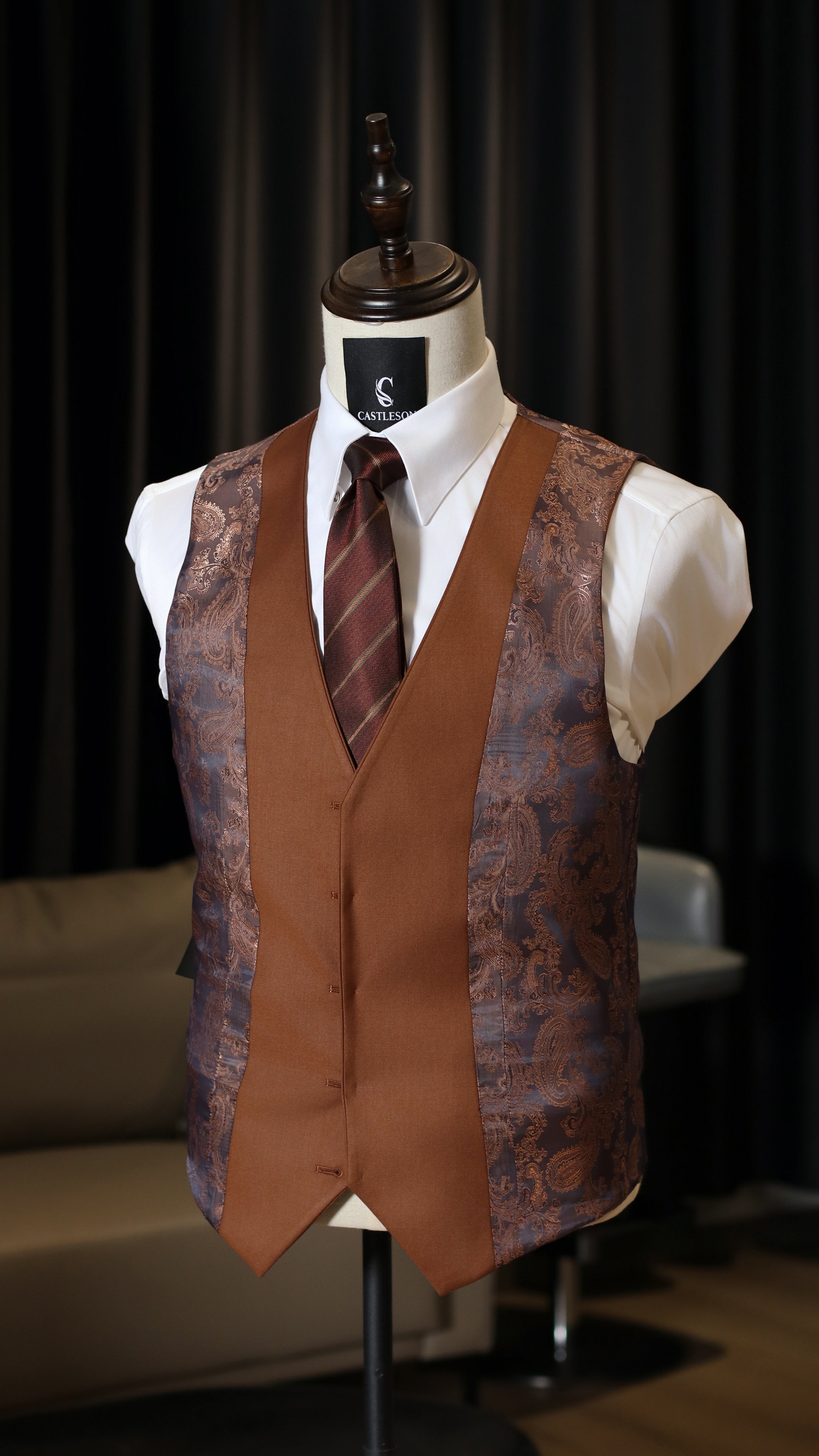 CASTLESON Admiral – Dreiteiliger Herrenanzug Karo Navy/Tan