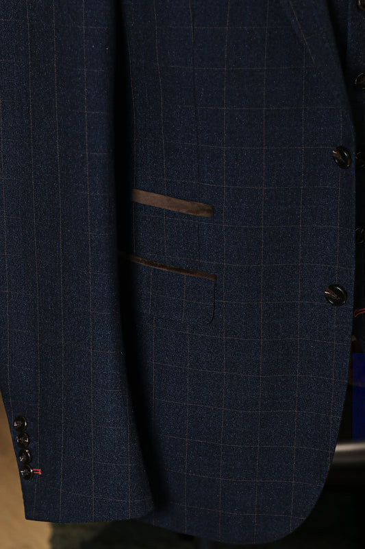 CASTLESON Admiral - Herrenanzug Marineblauer Check