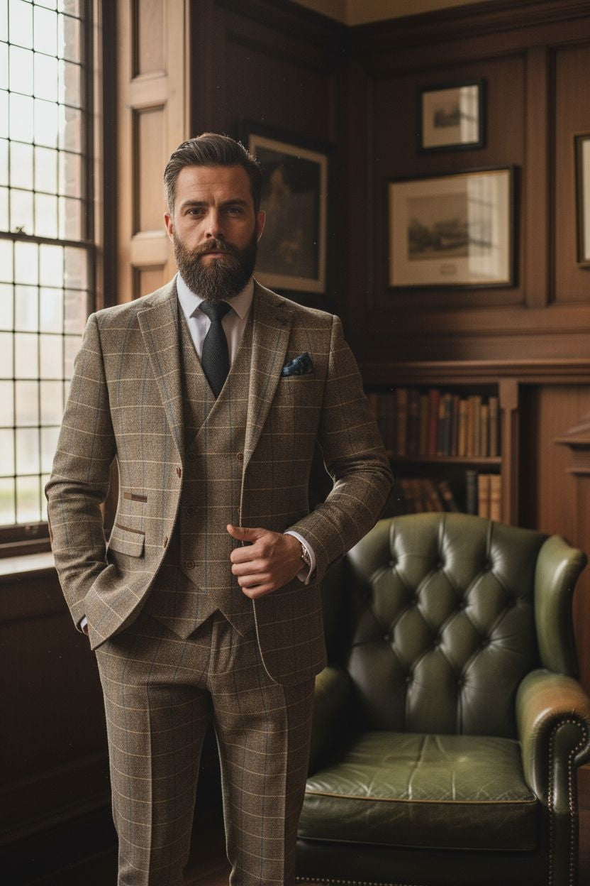 CASTLESON Baron - Dreiteiliger Herrenanzug Braun