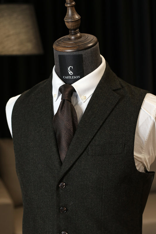 CASTLESON Chief - Herrenanzug Olive Tweed - driedelig pak