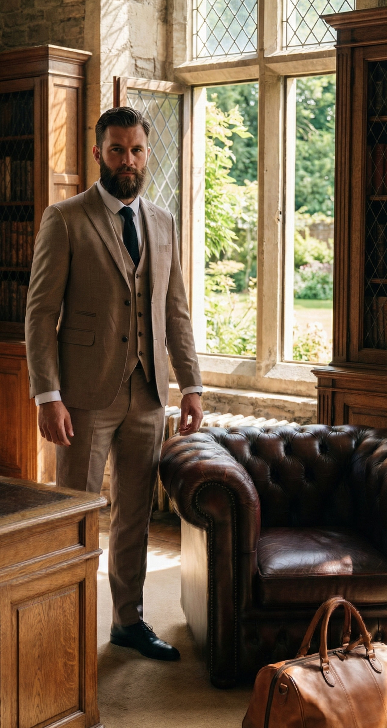 CASTLESON Major - Herrenanzug Beige - driedelig pak