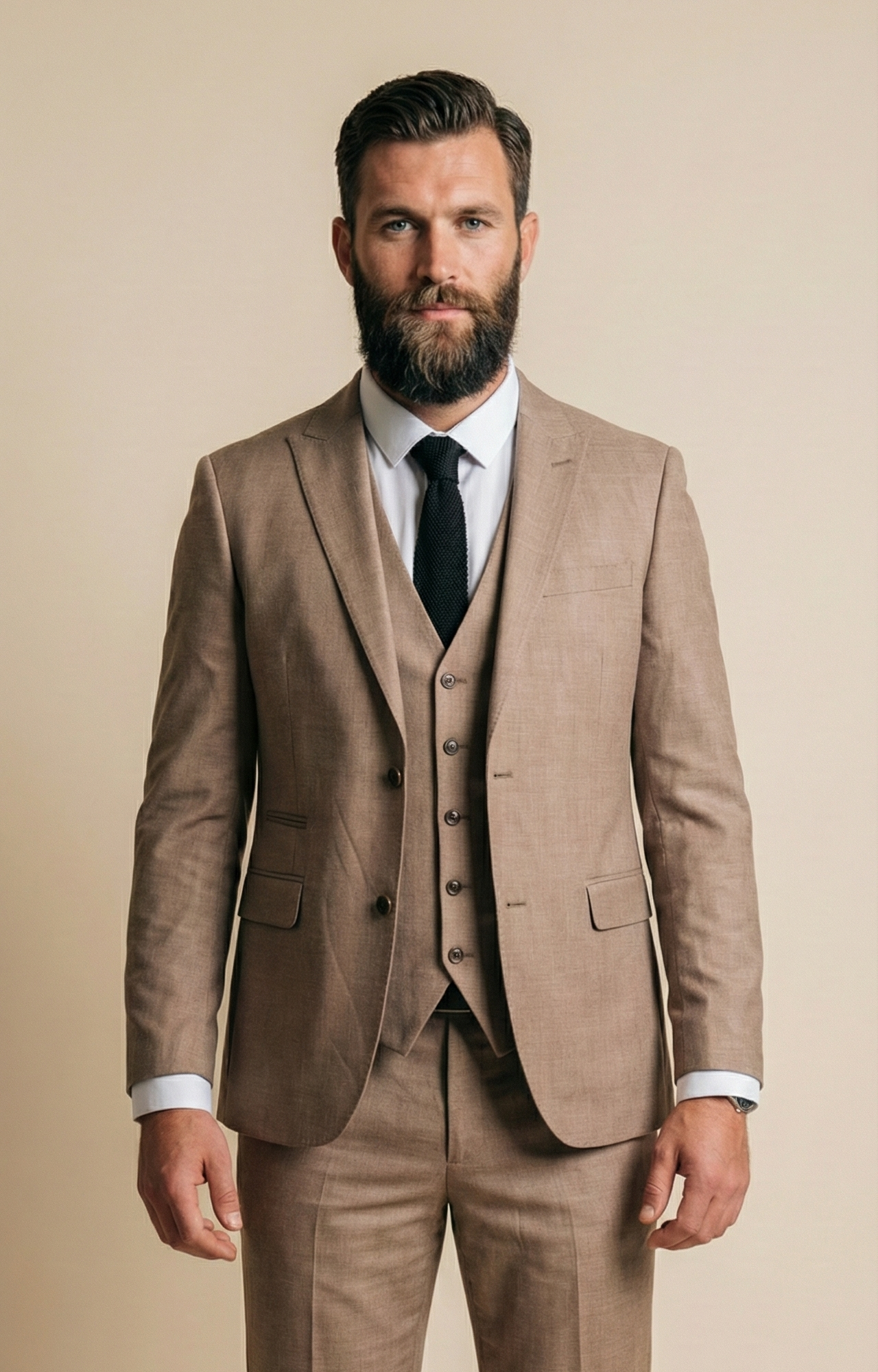 CASTLESON Major - Herrenanzug Beige - driedelig pak