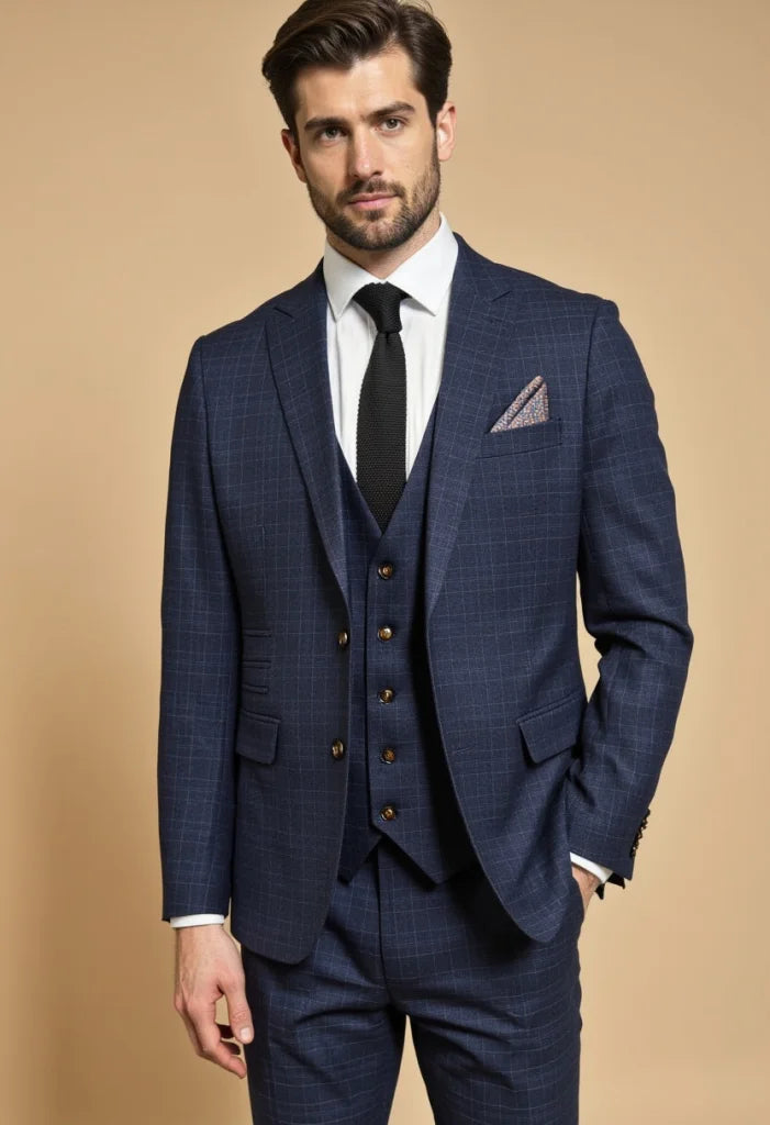 CASTLESON Phantom – Dreiteiliger Herrenanzug Navy