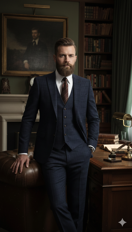 CASTLESON Phantom – Dreiteiliger Herrenanzug Navy