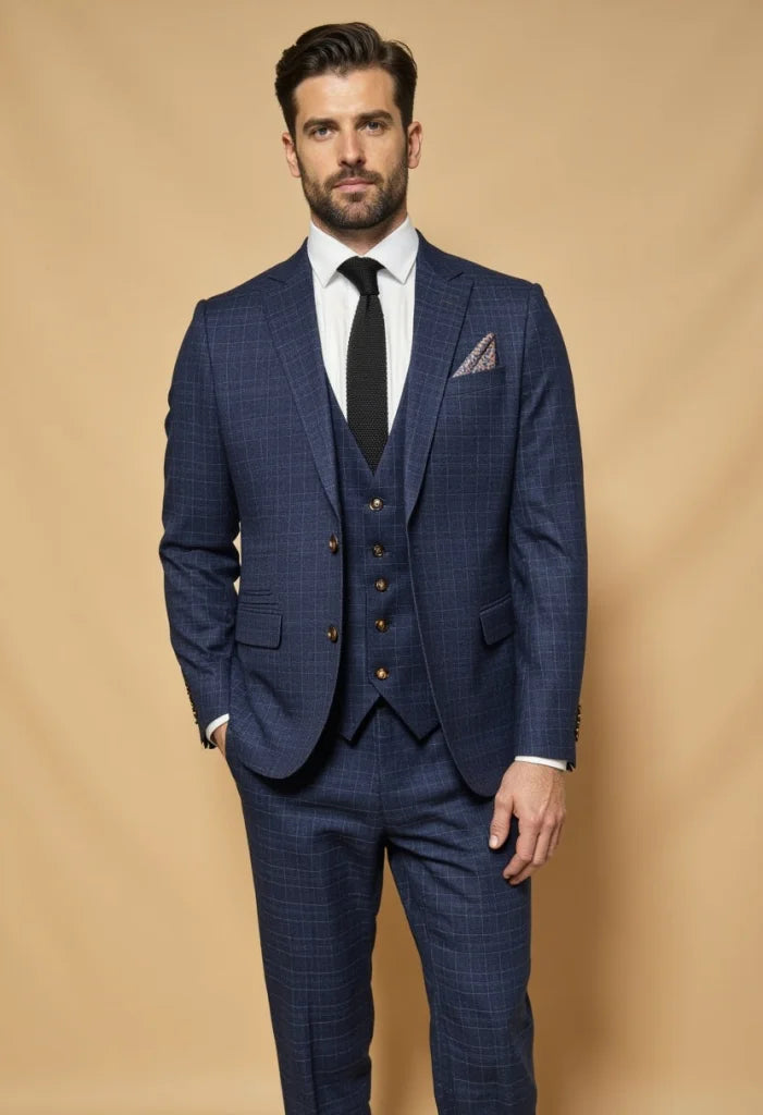 CASTLESON Phantom – Dreiteiliger Herrenanzug Navy