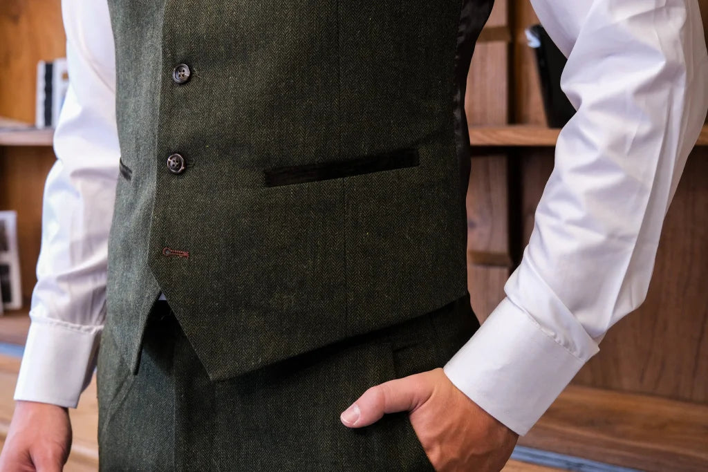 Taverny - Weste Olive Tweed - Weste