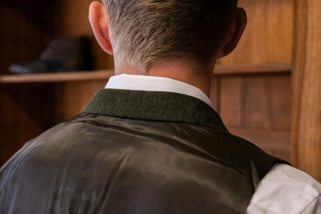 Taverny - Weste Olive Tweed - Weste