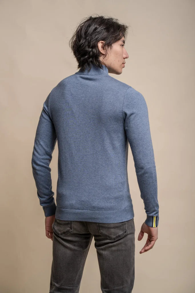 Cavani Avanti Grau - Herrenpullover mit Reißverschluss