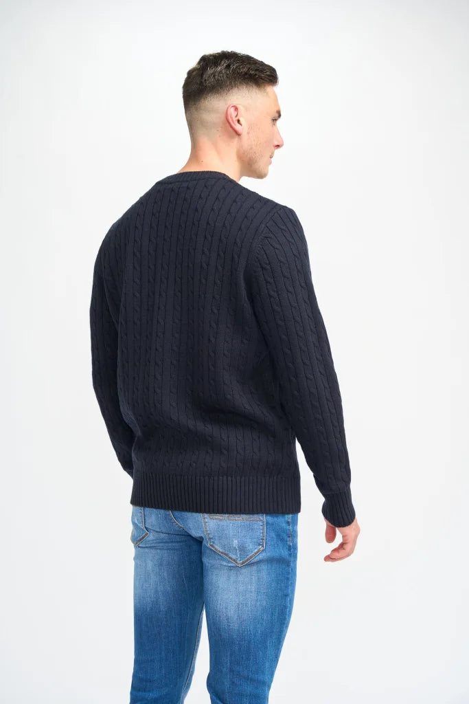 Cavani Foston Navy - Woll-Kabelpullover für Herren