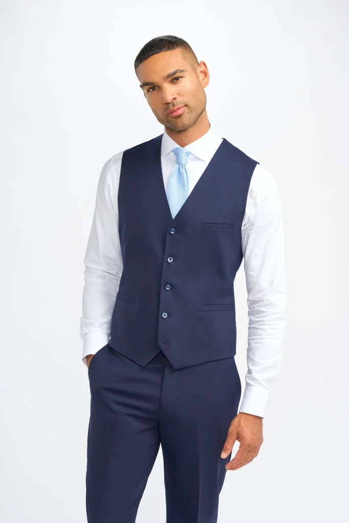 Cavani James – Weste Navy Super 130s Wolle - Gilet