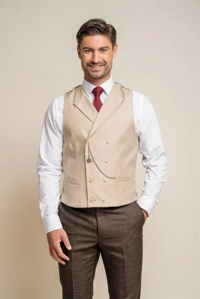 Cavani Lennox - Weste Double Breasted Beige - Gilet